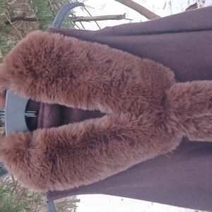 Faux Mink Fur Trim Cape Coat Vest for Women Winter Poncho Scarf  One Sz